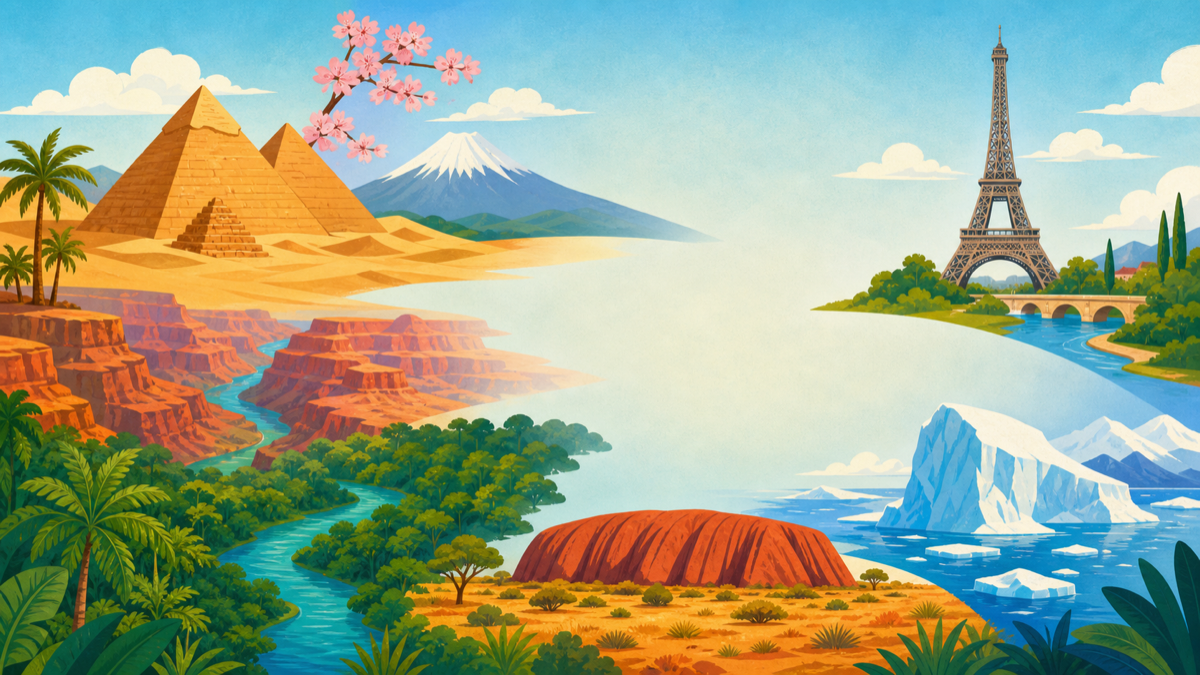 Illustrated geography scene